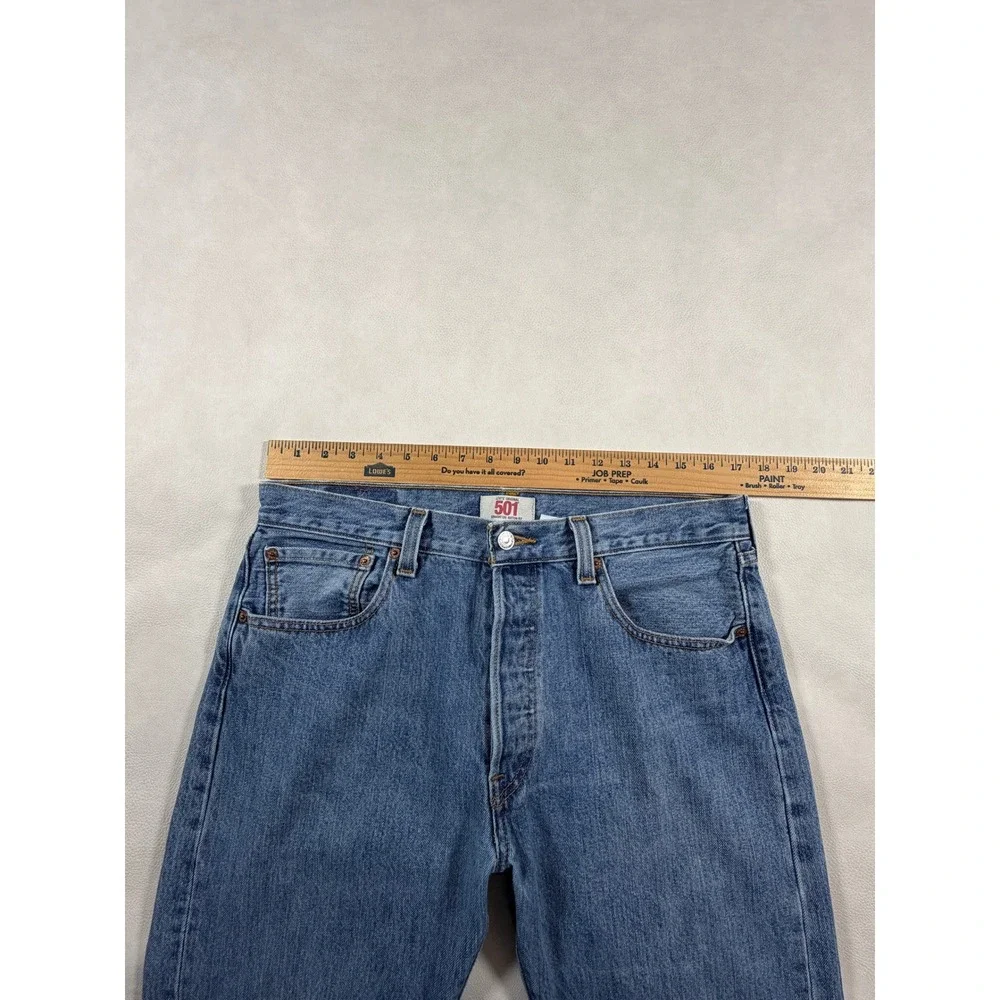 Levis 501 Original Straight Leg Jeans Medium Wash Blue Cotton W34 L32 Mens